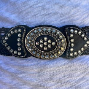 Western style black belt with embellishment